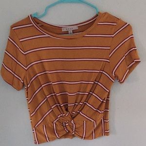 Mustard top that ties in the front